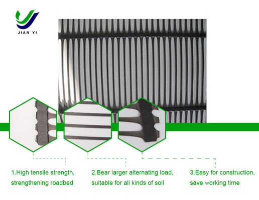 Geogrid di plastica uniaxiale resistente alle sostanze chimiche Migliorare la stabilità del sottogradino 1m-2.5m