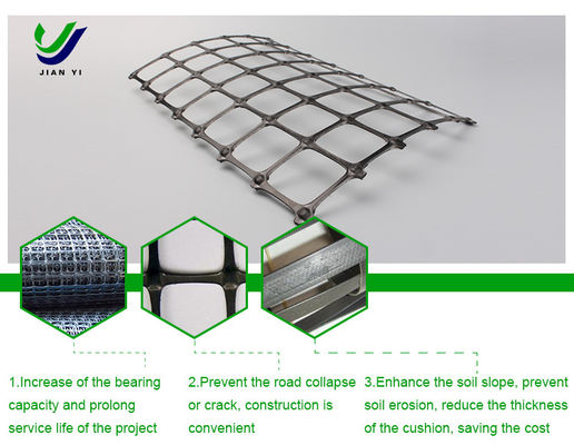 Long Life Biassiale Geogrid di plastica per il rinforzo della base del molo aeroportuale