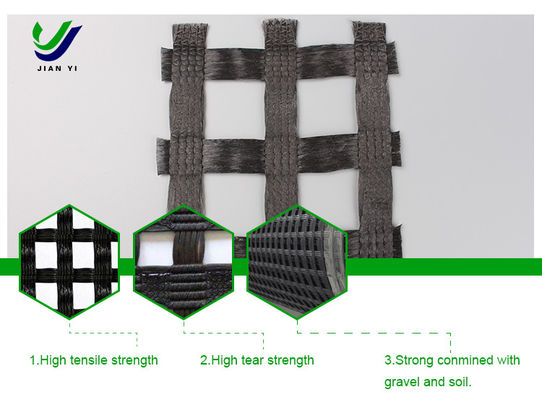 Autostrada Warp Polyester Geogrid a maglia 1-6m Trattamento di fondazione del terreno morbido