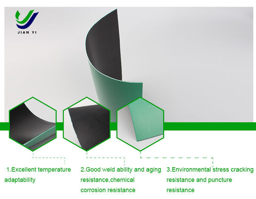 HDPE personalizzato Bicolore nero/verde Geomembrana liscia estetica e durevole per applicazioni industriali di paesaggio