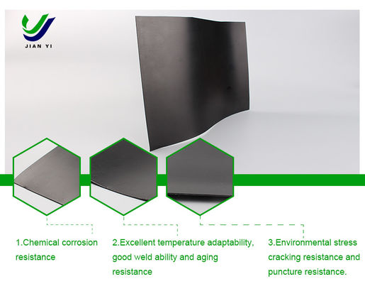 Geomembrana liscia in HDPE ad ultra bassa permeabilità, resistente alla corrosione chimica e allungata del 700% per stagni di scarico delle miniere