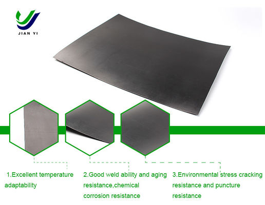 Geomembrana liscia HDPE resistente per il progetto anti-siccatura di un lago artificiale Resistenza alla rottura 20-80N/mm Allungamento alla rottura 700%