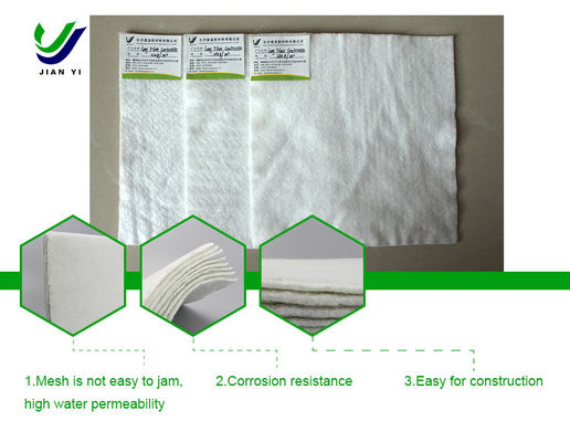 Geotessile in fibra di graffetta secondo lo standard ASTM con elevata permeabilità all'acqua ed eccellente resistenza alla perforazione per progetti ambientali
