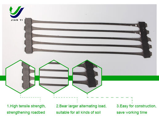 Geogrid uniaxiale con elevata resistenza alla trazione e resistenza ai raggi UV per una forte capacità di carico nell'armatura di sottogruppi stradali e ferroviari