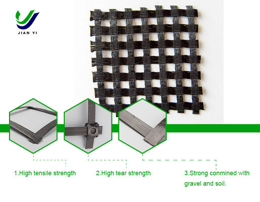 Geogrid composito in acciaio-plastico con forte capacità di carico, resistenza ai raggi UV e resistenza alla trazione di 30 ~ 120KN/m per ingegneria pesante