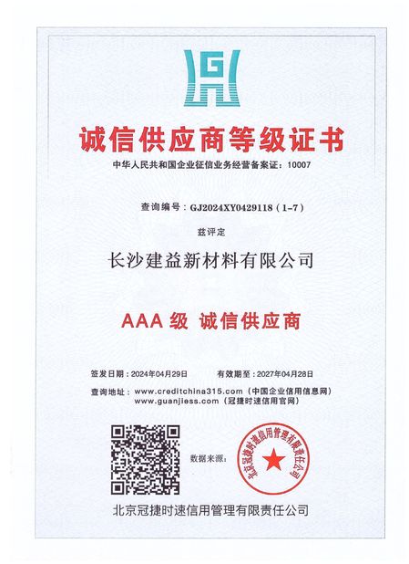 Porcellana Changsha Jian-Yi New Material Co., Ltd. Certificazioni